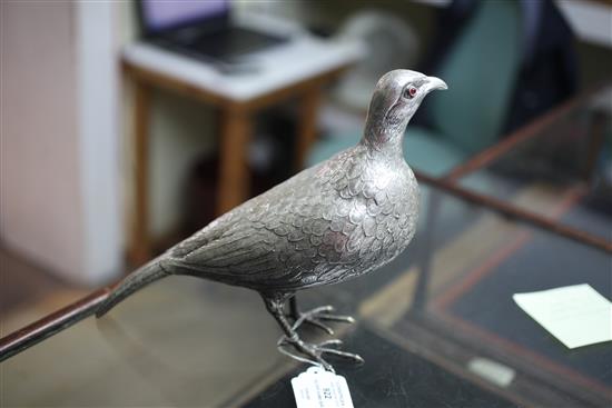 A 20th century Spanish silver free-standing model of a game bird, gross 10.5 oz.